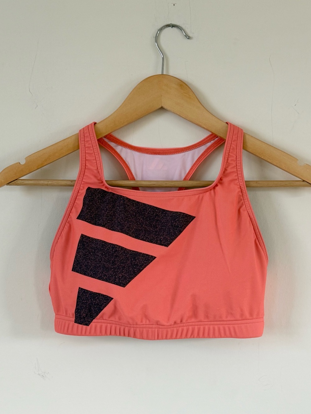 Adidas Big Bars Bikini Top Sport Swim Crop Bra Coral Fusion Size 6